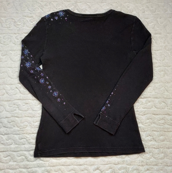 Christine Alexander Black Long Sleeve Rhinestone Detail Top Size L - Picture 11 of 11